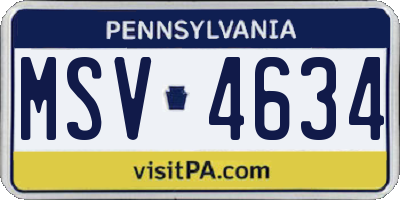 PA license plate MSV4634
