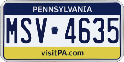 PA license plate MSV4635