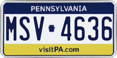 PA license plate MSV4636