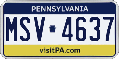 PA license plate MSV4637