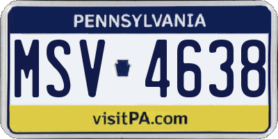 PA license plate MSV4638