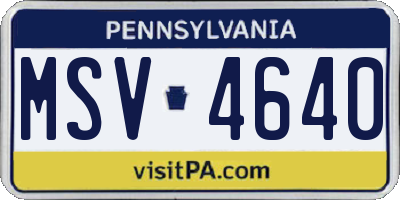 PA license plate MSV4640