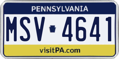 PA license plate MSV4641