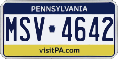 PA license plate MSV4642
