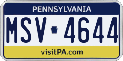 PA license plate MSV4644