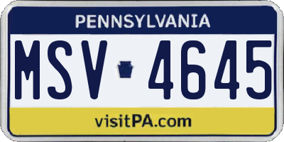 PA license plate MSV4645