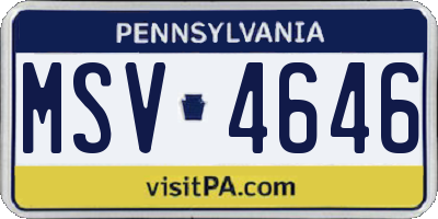 PA license plate MSV4646