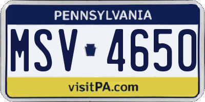 PA license plate MSV4650