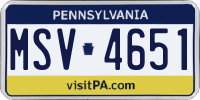 PA license plate MSV4651