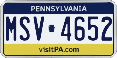 PA license plate MSV4652