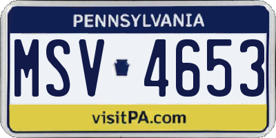 PA license plate MSV4653