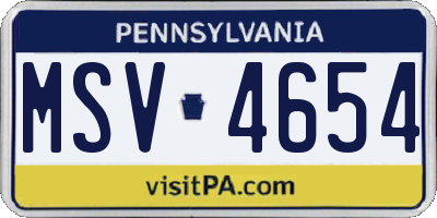 PA license plate MSV4654