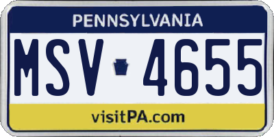 PA license plate MSV4655