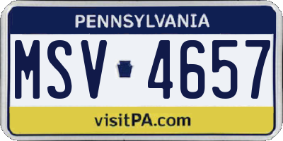 PA license plate MSV4657