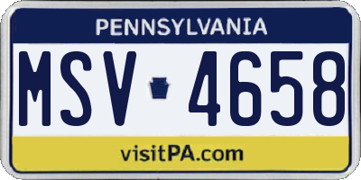PA license plate MSV4658
