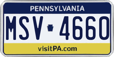 PA license plate MSV4660