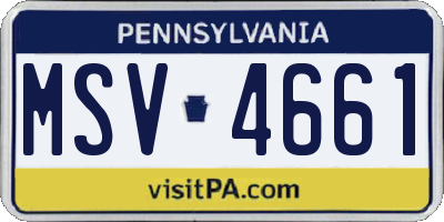 PA license plate MSV4661