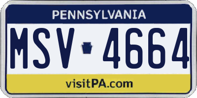 PA license plate MSV4664