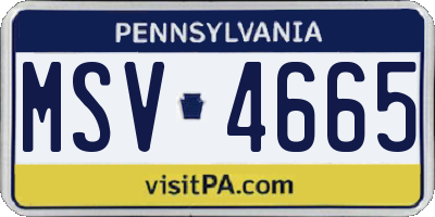 PA license plate MSV4665