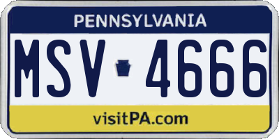 PA license plate MSV4666