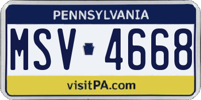 PA license plate MSV4668