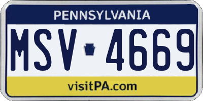 PA license plate MSV4669