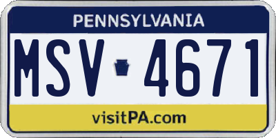 PA license plate MSV4671