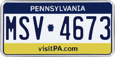 PA license plate MSV4673