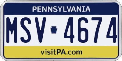 PA license plate MSV4674