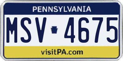 PA license plate MSV4675