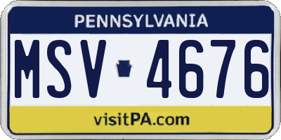 PA license plate MSV4676