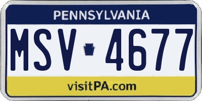 PA license plate MSV4677