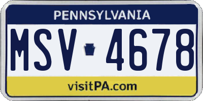 PA license plate MSV4678