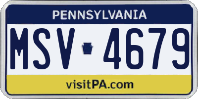 PA license plate MSV4679