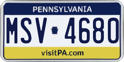 PA license plate MSV4680