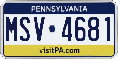 PA license plate MSV4681
