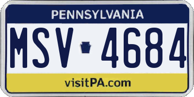 PA license plate MSV4684