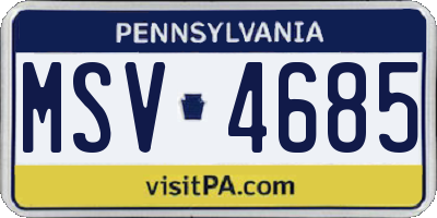 PA license plate MSV4685