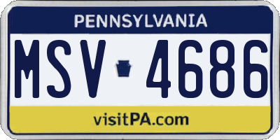 PA license plate MSV4686