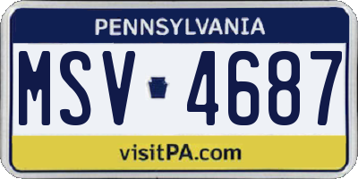PA license plate MSV4687