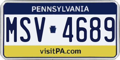 PA license plate MSV4689