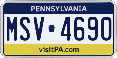 PA license plate MSV4690