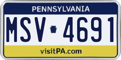 PA license plate MSV4691