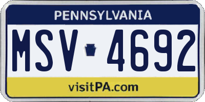 PA license plate MSV4692