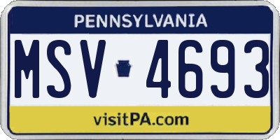 PA license plate MSV4693
