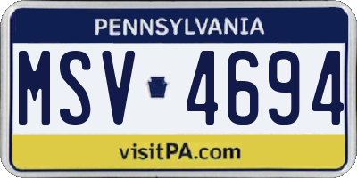 PA license plate MSV4694
