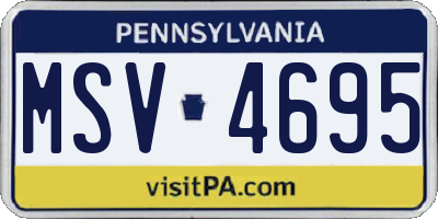 PA license plate MSV4695