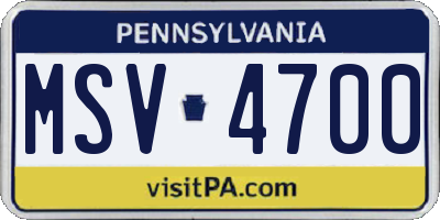 PA license plate MSV4700