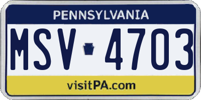 PA license plate MSV4703
