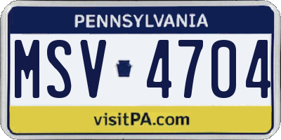 PA license plate MSV4704